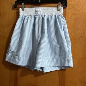 Princess Polly Light Blue Striped High-Waist Shorts